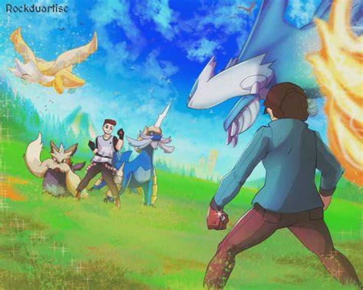 A battle between a Pokemon and trainers on a brown court in Pokemon: Sword & Shield.