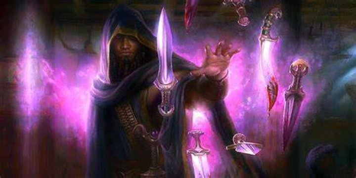 A voidborn telekinetically manipulating daggers