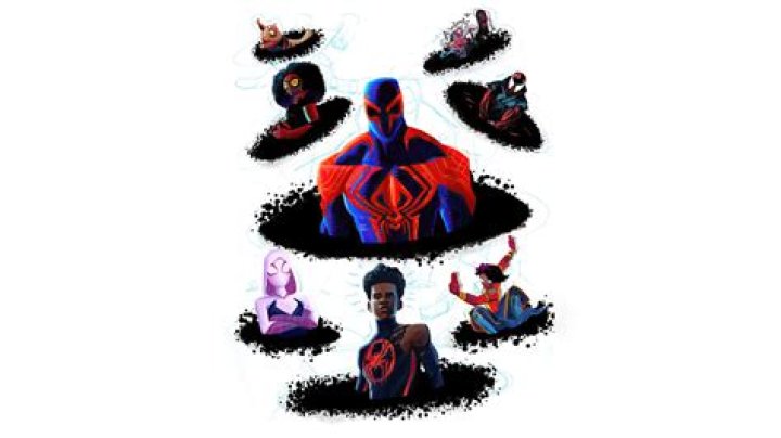 Across the Spider-Verse Collage Image With Miles and Spider-Verse Heroes
