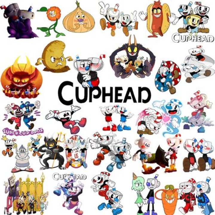 Blended image of various Cuphead characters