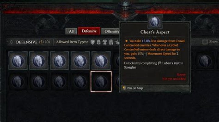 Cheats Aspect in Diablo 4