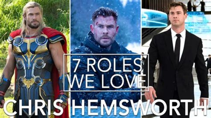 Collage of Chris Hemsworth roles including Thor