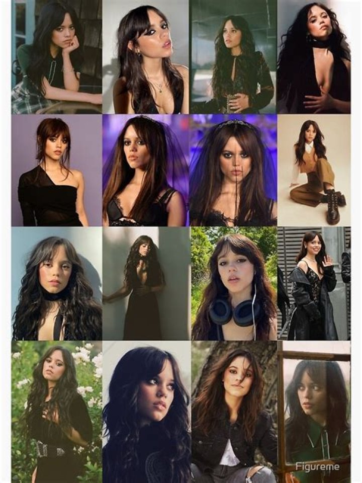 Collage of Jenna Ortega in Stuck in the Middle, Wednesday, and X