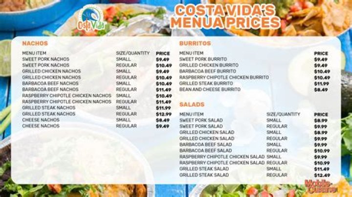 Costa Vida menu in Spokane, Washington, USA