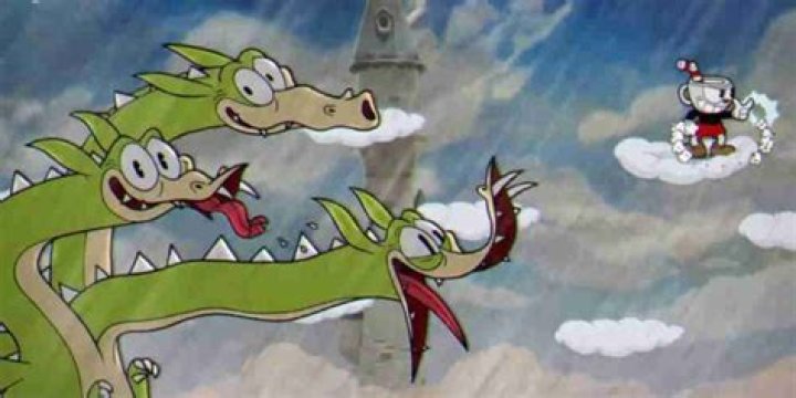 Grim Matchstick is a three headed dragon that's chasing Cuphead.