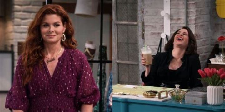 Karen Walker laughs behind Grace's back in Will and Grace