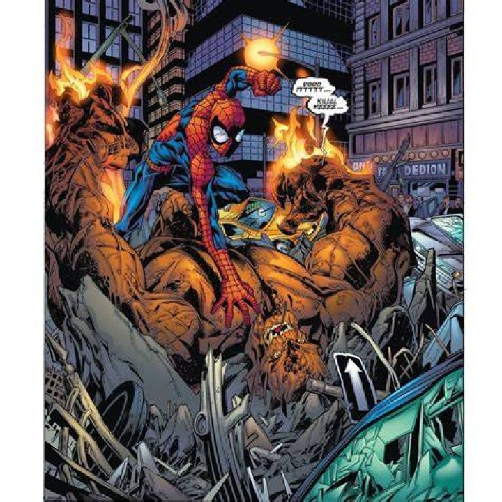 Peter Parker as the Hobgoblin Variant on his flying device in the comics