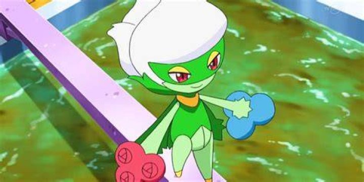 Roserade crosses an obstacle on a beam in the Pokemon anime